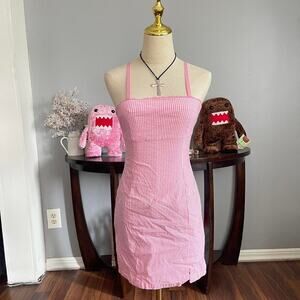 Y2k pink gingham mini dress